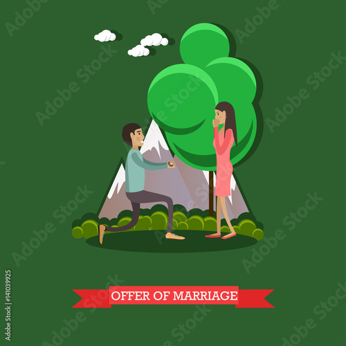 Offer of marriage vector illustration in flat style © skypicsstudio