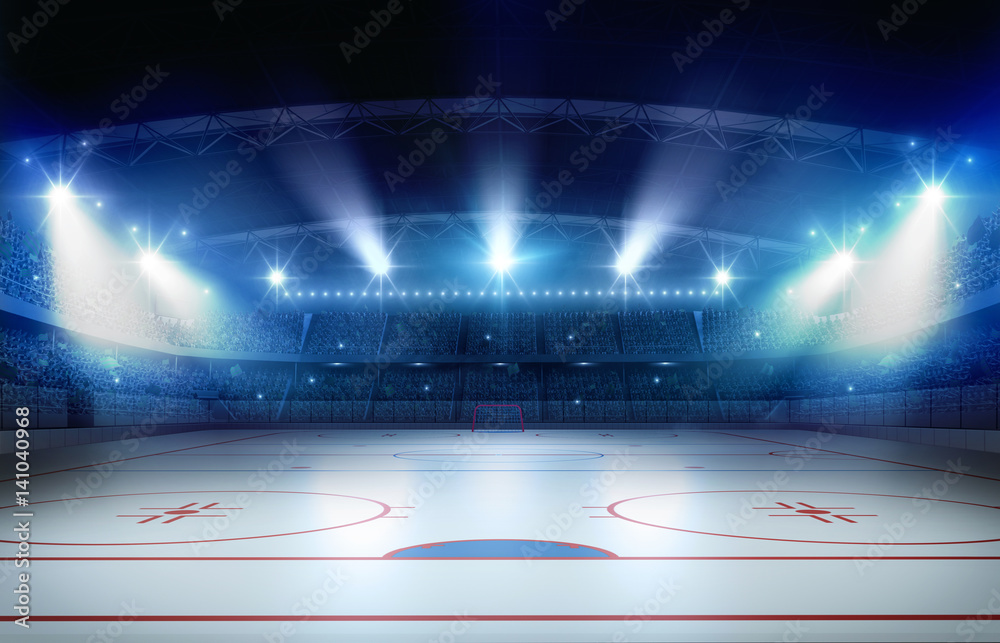 Ice Hockey Stadium View 3D Hole in The Wall C Effect Wall Sticker Decal Mural