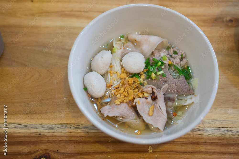 Thai food bowl of noodles with fresh vegetables Thai food bowl of noodles with fresh vegetables