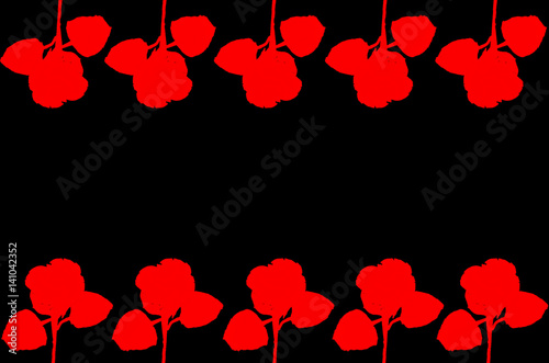Fototapeta Naklejka Na Ścianę i Meble -  red silhouette of roses on a black background