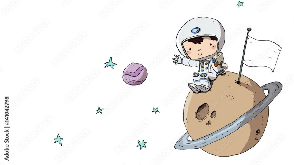 Niño en el espacio. Astronauta