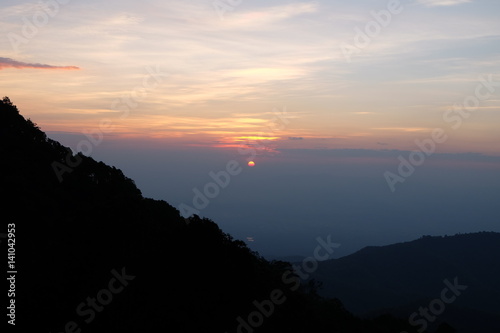 Orange sunrise and beautiful nature from the view point