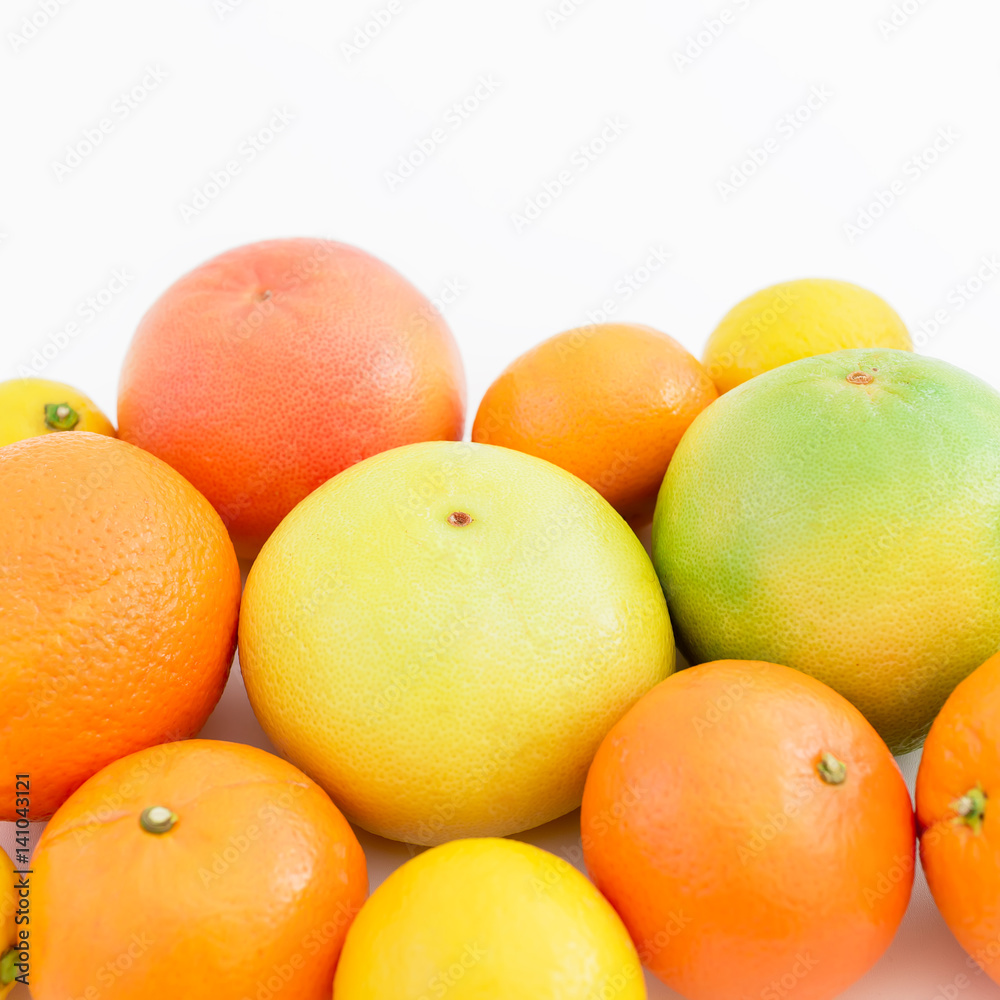 Fruit's still life. Citrus fruits - lemon, orange, grapefruit, sweetie and pomelo isolated on white background. Fruit's still life. Citrus fruits - lemon, orange, grapefruit, sweetie and pomelo isolated on white background.