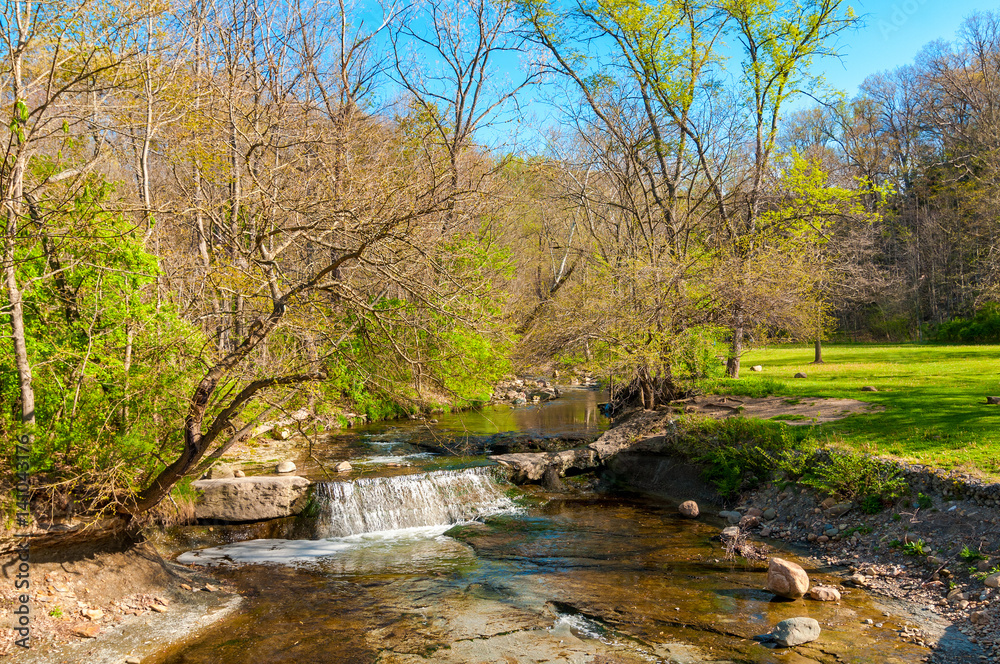 A small waterfall on Hemlock Creek in Bedford Reservation, Cleveland Ohio metroparks A small waterfall on Hemlock Creek in Bedford Reservation, Cleveland Ohio metroparks