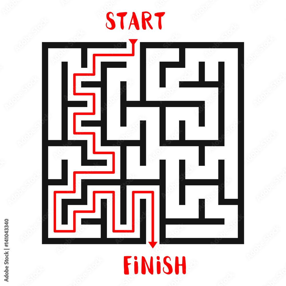 Maze Game with solution background. Labyrinth with Entry and Exit. Vector Illustration. Maze Game with solution background. Labyrinth with Entry and Exit. Vector Illustration.