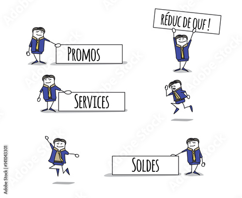 Personnages à utiliser pour promotion de vente de biens ou de services