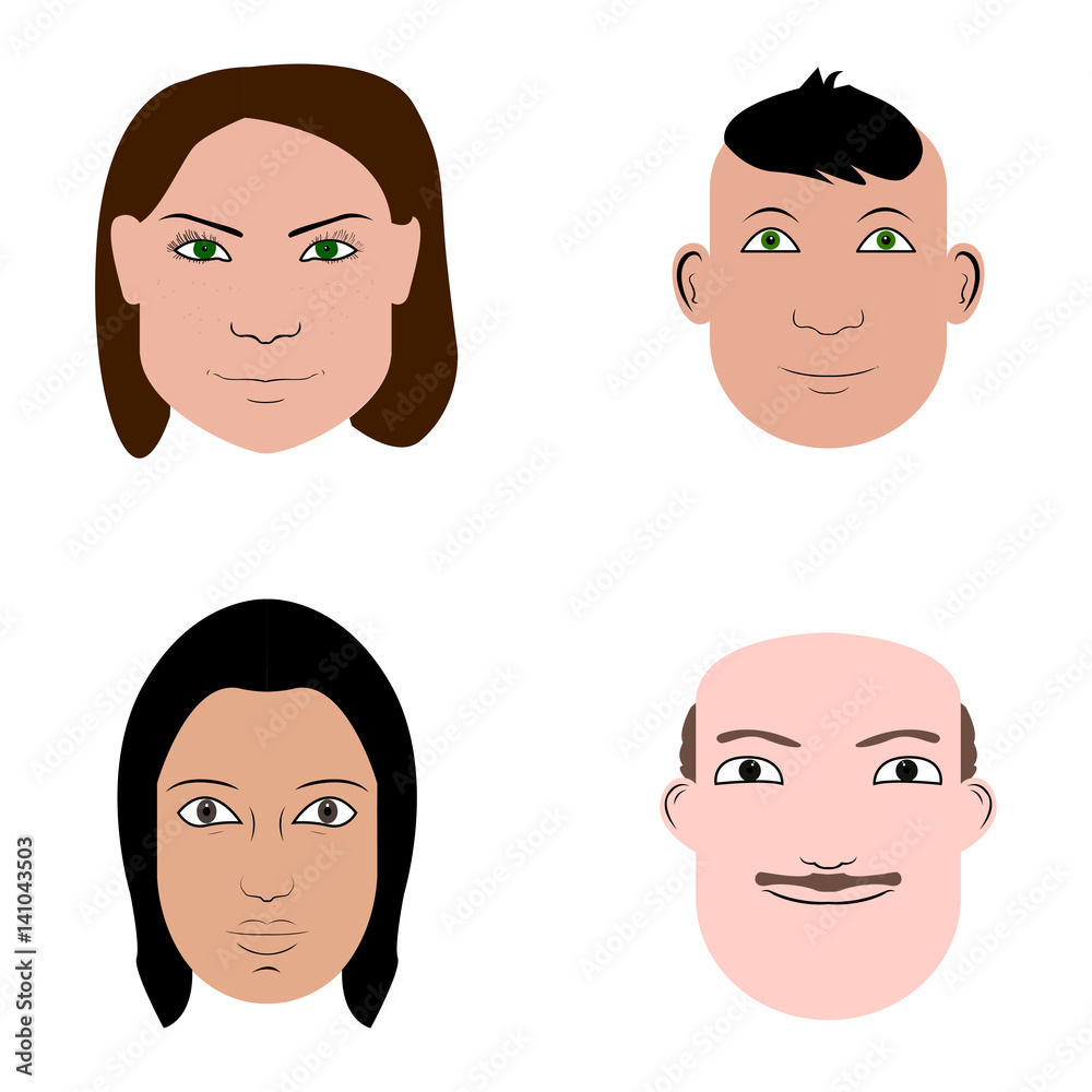 Set of different portaits of people, Vector illustration Set of different portaits of people, Vector illustration