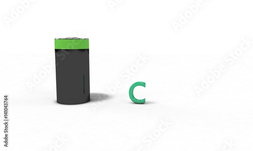 Wallpaper Mural List of battery sizes C, 3d render Torontodigital.ca