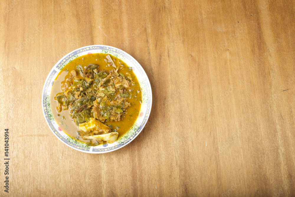 A plate of Oha soup A plate of Oha soup