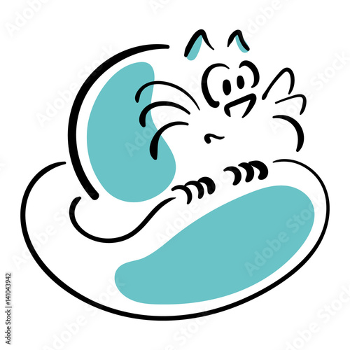 Cat holds its tail