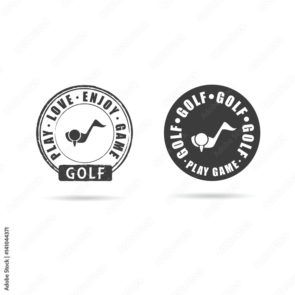 golf icon with grunge rubber set illustration golf icon with grunge rubber set illustration