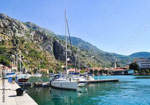 Port of the old town, Kotor, travel around Europe. Montenegro
