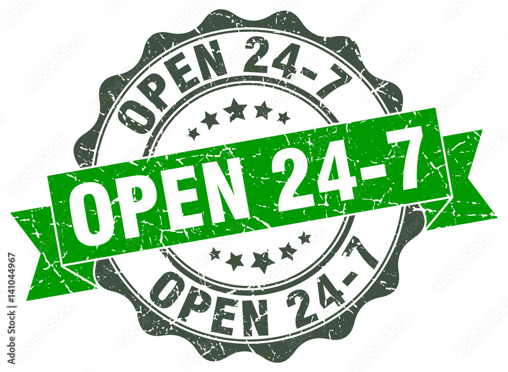 open 24 7 stamp. sign. seal open 24 7 stamp. sign. seal