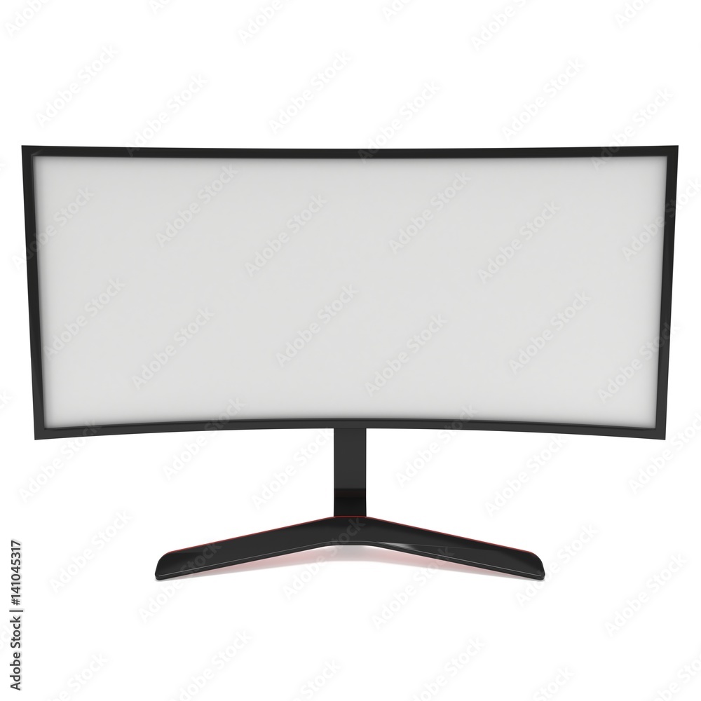 Black Curved LCD tv screen. 3d render isolated on white. Black Curved LCD tv screen. 3d render isolated on white.