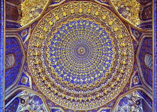 Dome of Tilya-Kori Madrasah in Samarkand  Uzbekistan