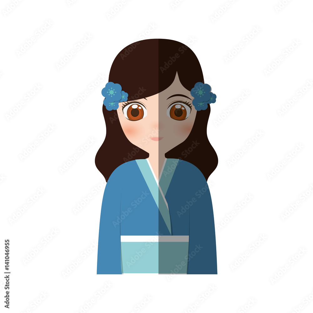 cute girl japanese manga - shadow vector illustration eps 10 cute girl japanese manga - shadow vector illustration eps 10