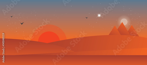 Landscape of the desert sunset.