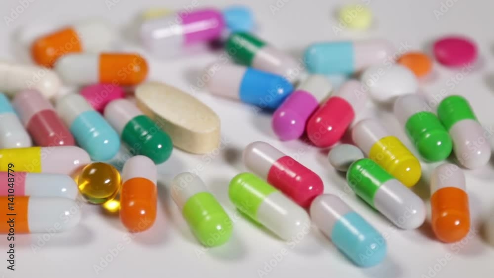 pills are of different color. video slider