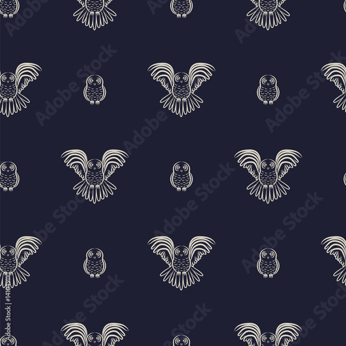 flying owl seamless pattern