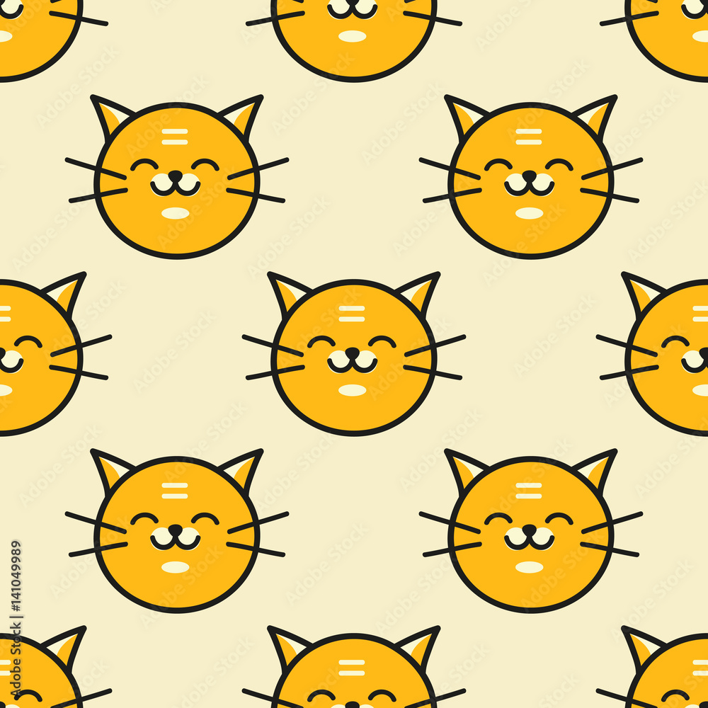 Seamless background of red cat