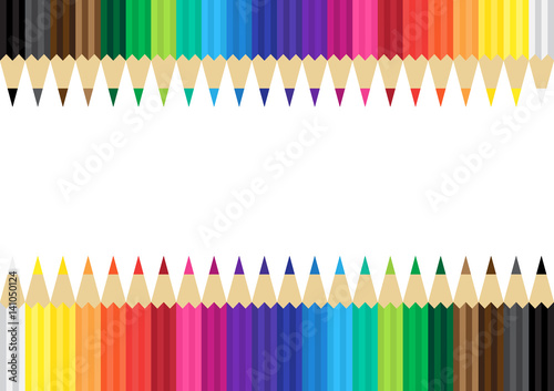 color pencils background, artist stationary, artist tools, vector illustration