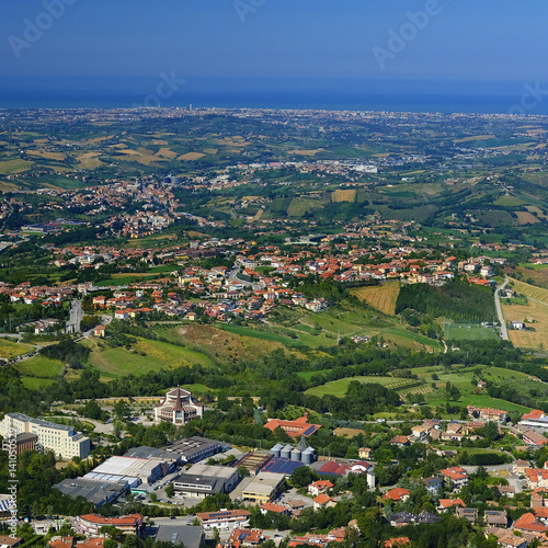 San-Marino - August  8  2016  Panorama with views of the surrounding area of San-Marino  one of the smallest counties in the world