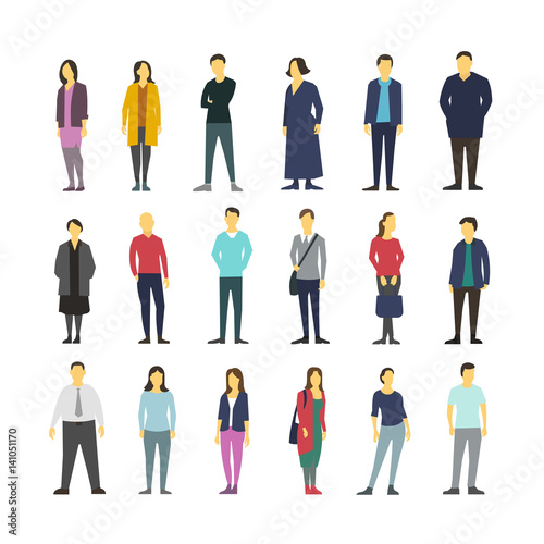 Neatly vector people standing flat design large set