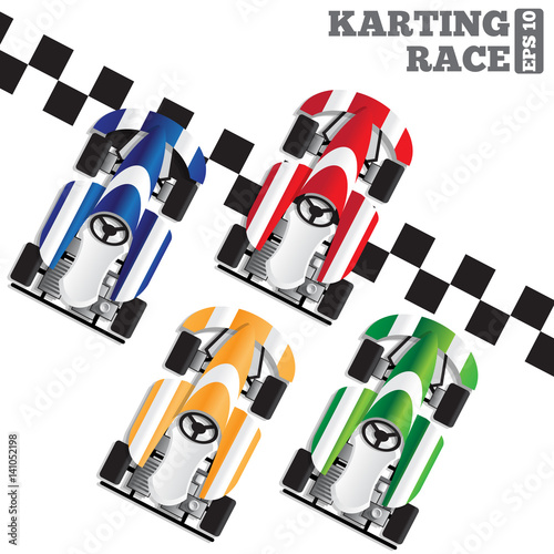 Karting race. View from above. Vector illustration. 
