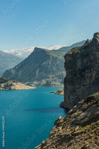 Panoramic vista over Embalse de Canales in Granada, Spain