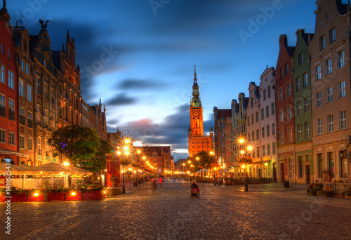 Gdańsk stare miasto o zmierzchu