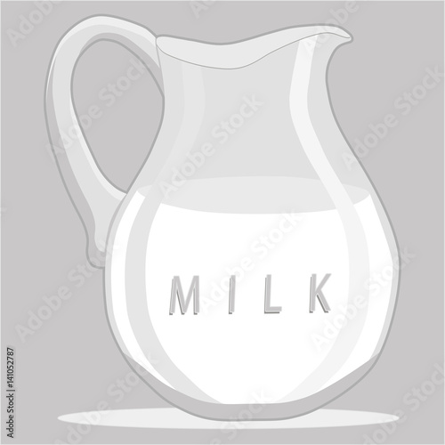 Vector illustration logo for set white milk in bottles,background.Milk pattern consisting of glass jug filled,carton lactic,dairy package,natural product.Drink fresh raw organic liquid milks to health