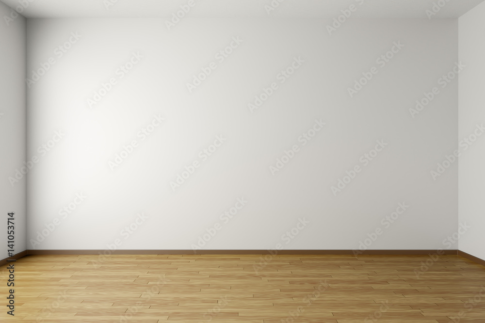 Empty white room with parquet floor Empty white room with parquet floor