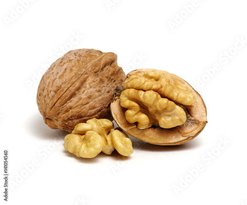 cracked walnut isolated on the white