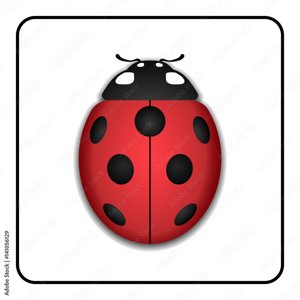 Ladybug small icon. Red lady bug sign, isolated on white background. 3d volume design. Cute colorful ladybird. Insect cartoon beetle. Symbol of nature, spring or summer. Vector illustration Ladybug small icon. Red lady bug sign, isolated on white background. 3d volume design. Cute colorful ladybird. Insect cartoon beetle. Symbol of nature, spring or summer. Vector illustration