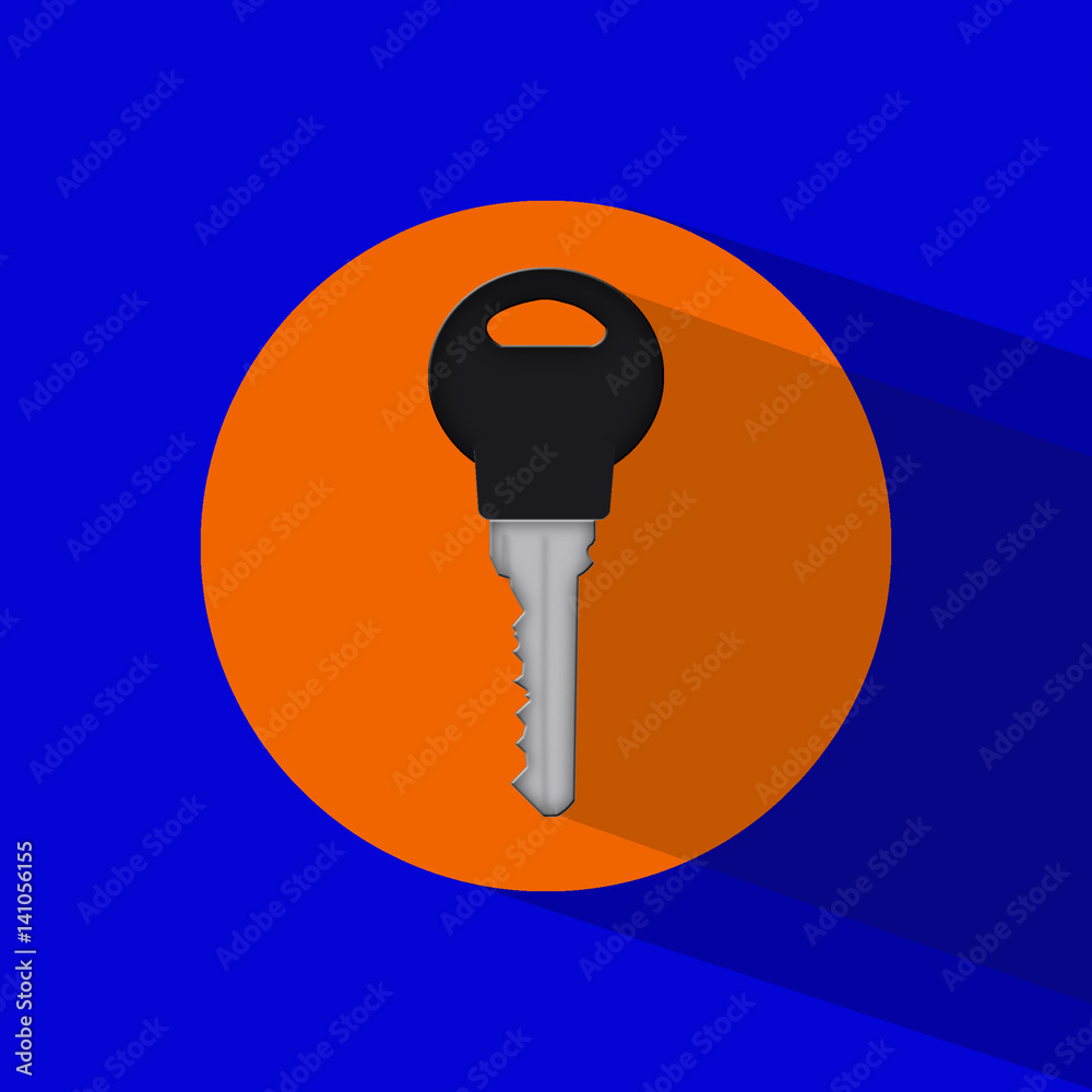 isolated black metal key lock flat icon on a blue background isolated black metal key lock flat icon on a blue background