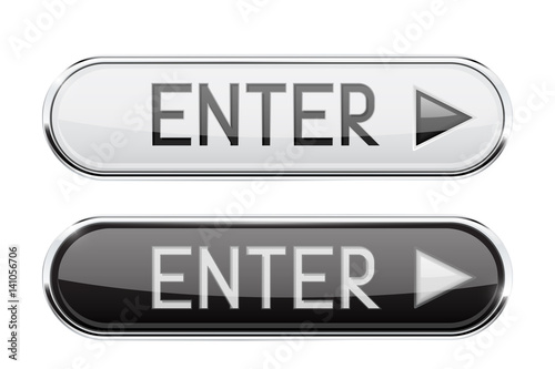 Black and white oval ENTER glass buttons