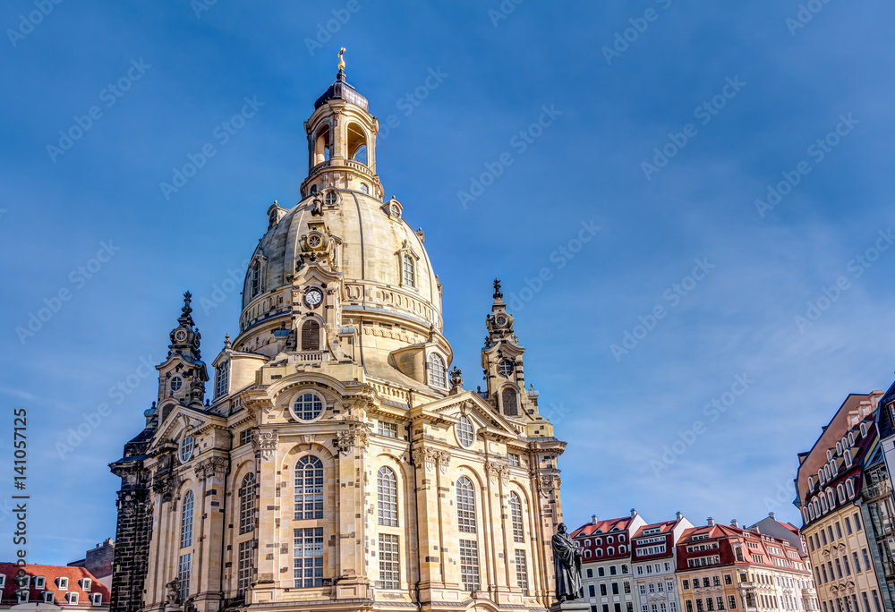 Rebuilt Church of our Lady in the historic old town of Dresden, Germany - Frauenkirche