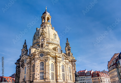Rebuilt Church of our Lady in the historic old town of Dresden, Germany - Frauenkirche