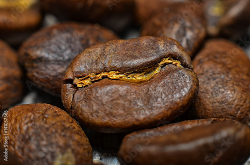 Coffee beans macro background