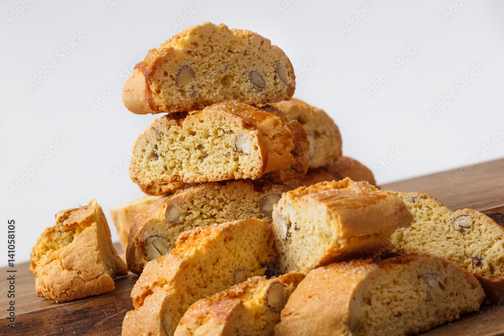 Fototapeta premium Sweet biscuits cantuccini with almonds