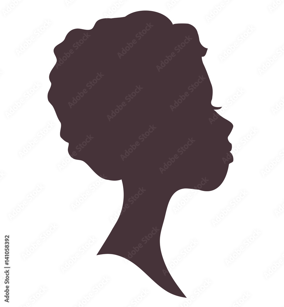 Silhouette of young woman head. Lovely girl. Pretty face Silhouette of young woman head. Lovely girl. Pretty face