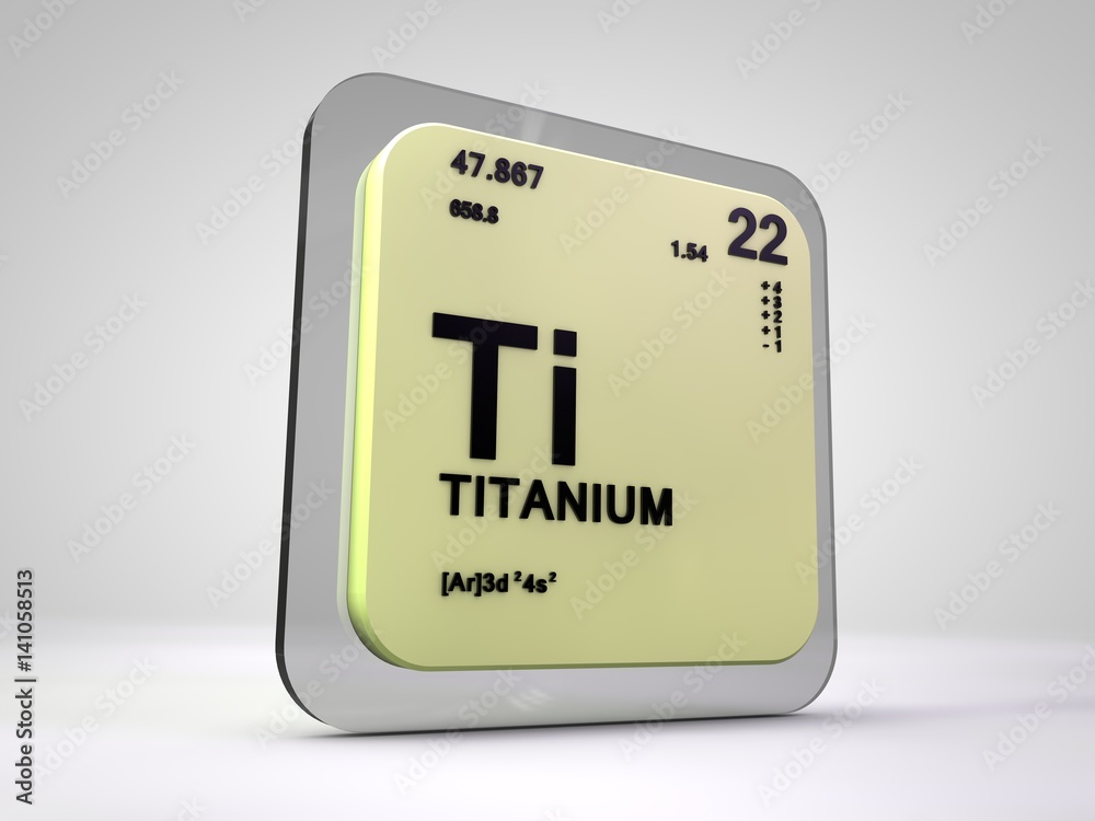 Titanium - Ti - chemical element periodic table 3d render
