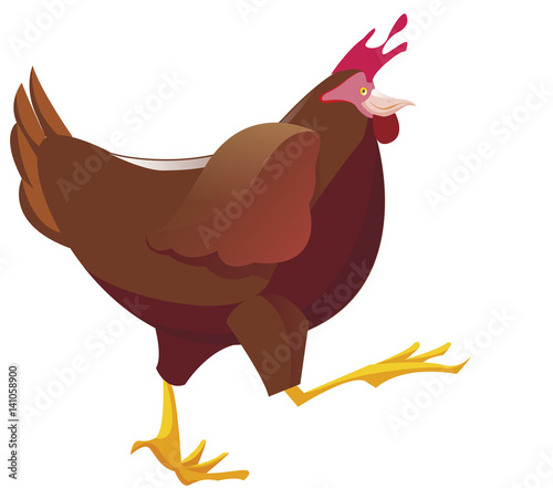 poule marron souriante
