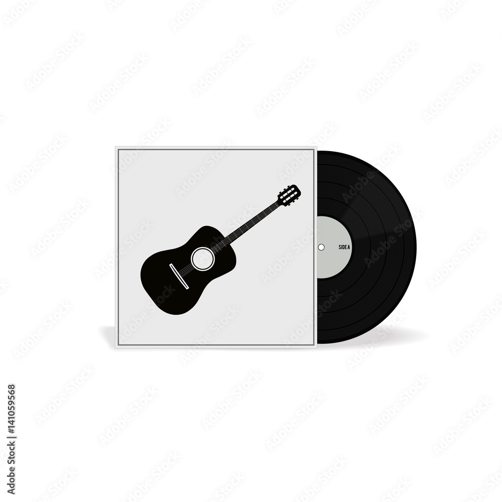 Realistic Vinyl Record with Cover Mockup. Retro design. Front view. Realistic Vinyl Record with Cover Mockup. Retro design. Front view.