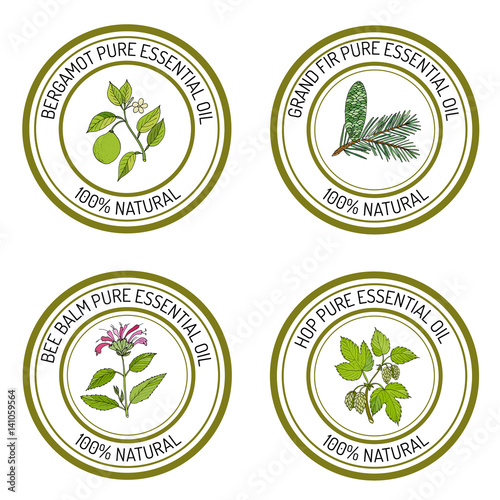 Set of essential oil labels