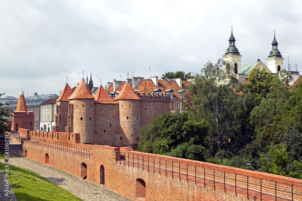 Barbican fortress in Warsaw, Poland, Europe