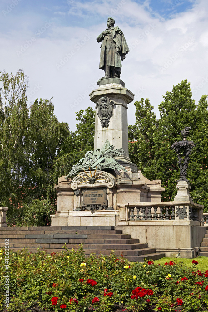 Adam Mickiewicz monument in Warsaw, Poland, Europe