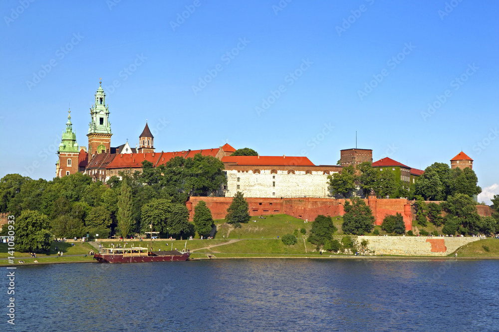 Views of Wawel Castle and Vistula River in Krakow, Poland, Europe
