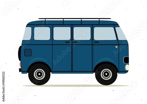 Cartoon blue retro bus