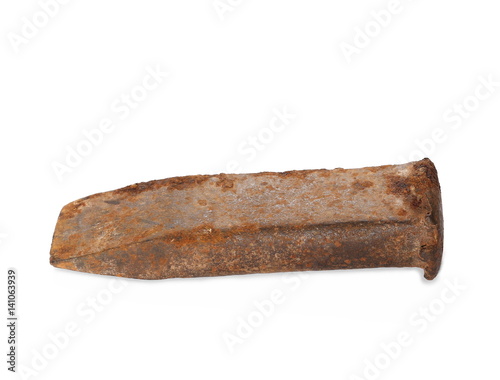 old rusty metal chisel isolated on white background
